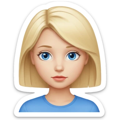 A girl with medium-length blonde hair, blue eyes, small lips.  sticker