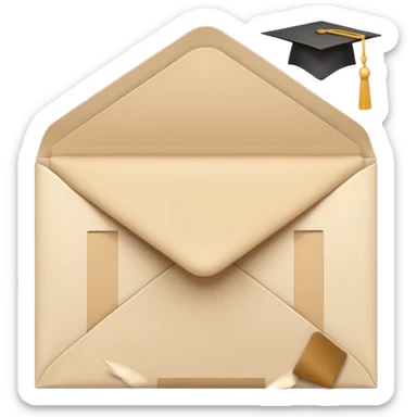 A simple emoji-style icon of a white manila envelope with subtle paper texture, clean edges, and a small graduation NUMBER  2022-photo on the front, graduation icon  sticker