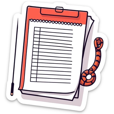 long curling to-do list paper looping up and down like a snake with tiny checkboxes fading into distance sticker