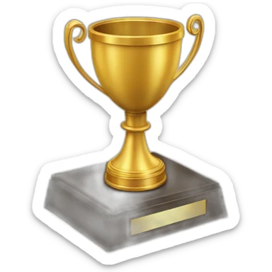 royal big empty Christian trophy for the winner with a cross on royal background  with number 1 sticker