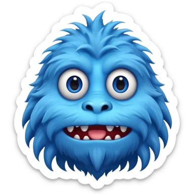 A skinny and lanky tall blue furry monster with a slightly triangular head put the top having a small curve going inward  sticker