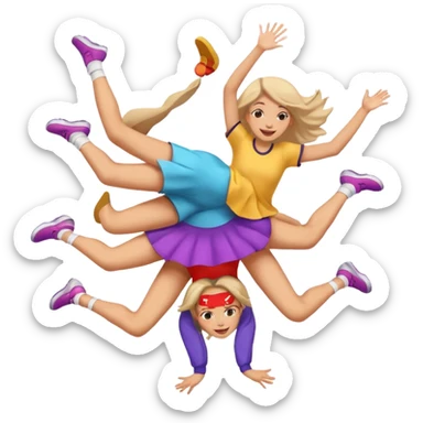 una chica saltando encima de la cabeza de otra chica sticker