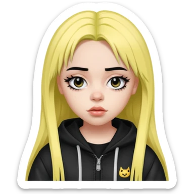 billie eilish as pretty bratz baddie, sharp black eyeliner sticker