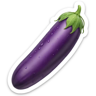 Detailed dripping wet long cucumber shaped eggplant with veins sticker