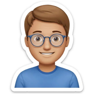 homme cheveux court marron clair sans barbe sourrir avec lunettes rondes sticker