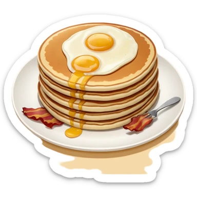 Pancakes with eggs and bacon on the side  sticker