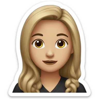 girl with middle part and long dark brown hair in black scrubs sticker