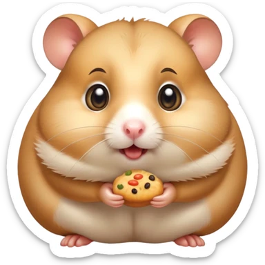surprised hamster with puffed cheeks full of food, wide eyes sticker