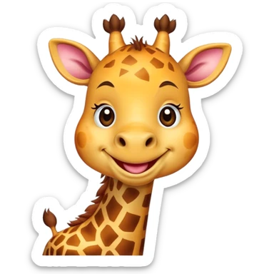 Cartoon short, fat dwarf giraffe with a big smile sticker
