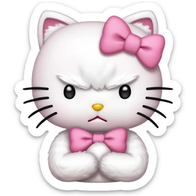 hello kitty frowning, arms crossed, angry sticker