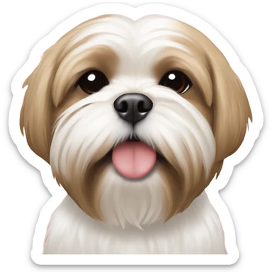 Tan and white Shih Tzu with hearts around him sticker