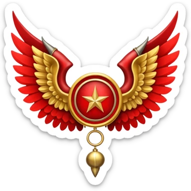 Holy Emblem with black wings and horn and red tetragrammaton in the middle sticker