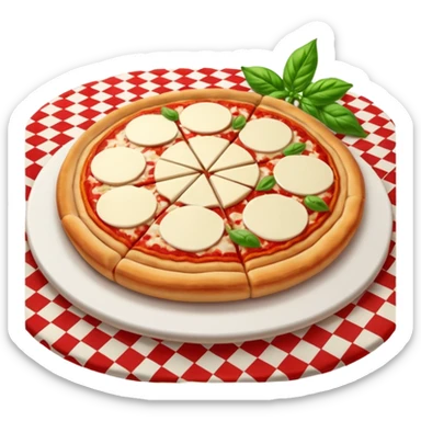 Margarita pizza on a Italian restaurant table sticker