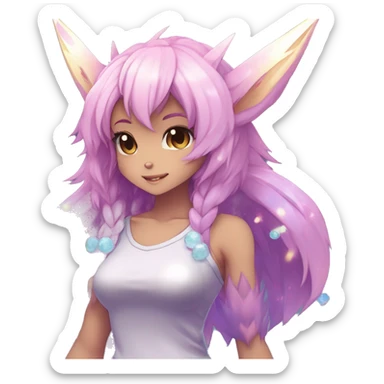Anthro Spiky Cool Edgy Magical Petite Shiny Colorful Pastel Glitter Sparkle Anime Chibi Fantasy-Animal-Fakémon-Pokémon-Hybrid Fur Sona Aesthetic Trending Style Full Body sticker