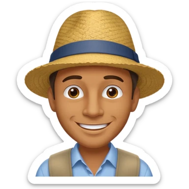 homme créole réunionnais avec chapeau arrive avion a gillot sticker