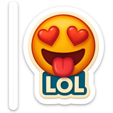 mouth open with tongue out heart shaped eye add the words “ LOL " in White
Laughing crying 😂😂 sticker