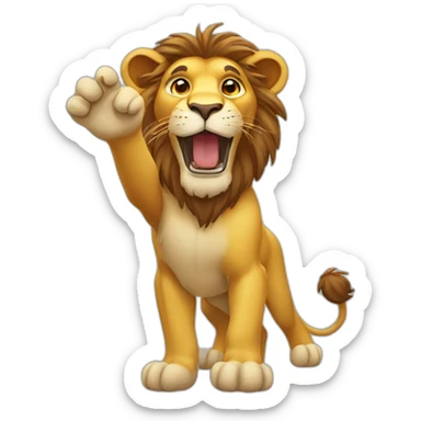 lion waving sticker