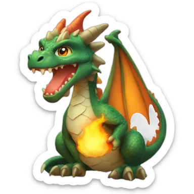 A cute dragon spiting fire sticker