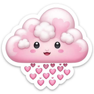 Plain white cloud with pale pink aura surrounding with hearts coming out the bottom sticker