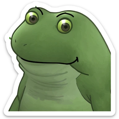 A lion in the style of a green bufo frog meme. sticker