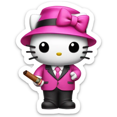 pink hello kitty with a cigar  sticker