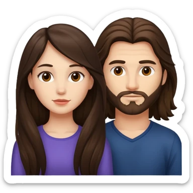 Brunette woman cock long haired man sticker