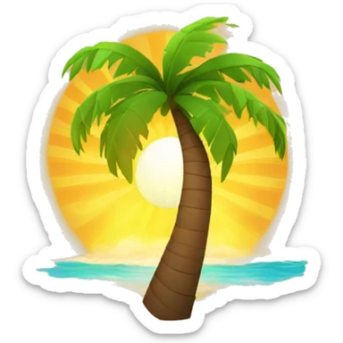 Palm tree wearing a barong tagalog and shades with the sun blaring in the background sticker