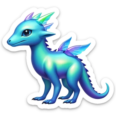 Shiny Dark Edgy  Aurorus-Inteleon-Amaura-Fakémon-hybrid-creature (full body)  sticker