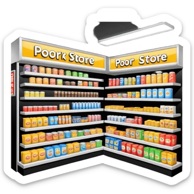 Convenience store named poor store and more sticker