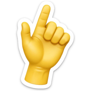 A 3D Apple-style yellow hand emoji, closed fist with thumb pointing backward over the shoulder direction, smooth rounded shape, shiny surface, clean minimal background. sticker
