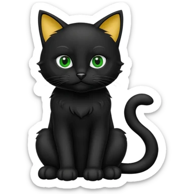Chat noir peinture mignon assis sticker