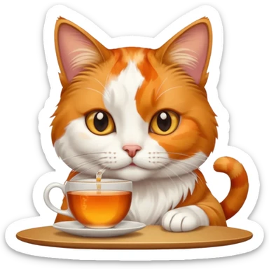 Çay içen kedi sticker
