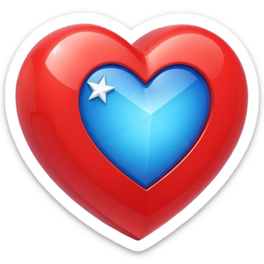 A geometric red 3D heart with a blue star inside sticker