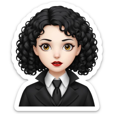 female curly  vampire with coat long collars with tie sticker