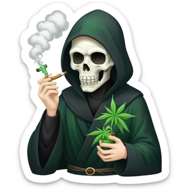 grim reaper smoking weed with loads of smoke sticker