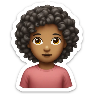 Mixed baby with curly hair frowning dramatically  sticker