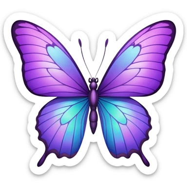 Purple butterfly with sharp ends on each wing sticker