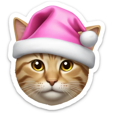 Cat wearing pink Santa hat sticker