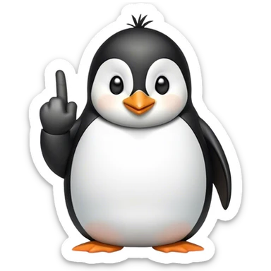 A penguin with the middle finger smirking sticker
