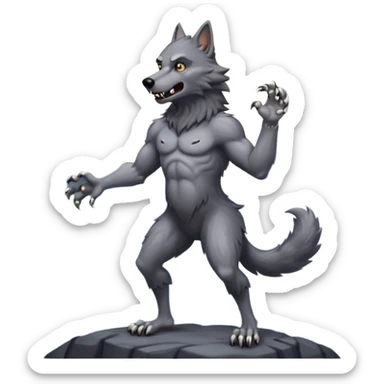 A werewolf on a cloudy night with a full moon sticker