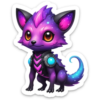 Epic Edgy Cute Colorful Vibrant Dark Nebula Modern Vernid-Protogen-creature-animal, full body sticker