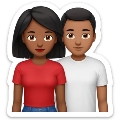 Black lesbian couple with one masculine with short haircut with a t shirt and one feminine with long hair in a blouse sticker