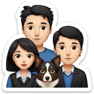 man and woman and Black colour hair Border collie with Brown eyes and a stout on the nose sticker