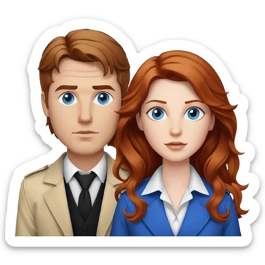 Matt Ryan as Constantine & and Long wavy auburn haired woman BLUE eyes sticker