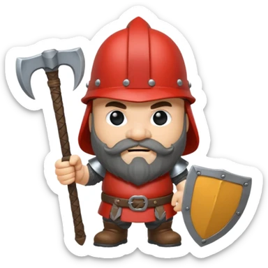 gimli the dwarf, dark beard, gray metal helmet, battle axe sticker