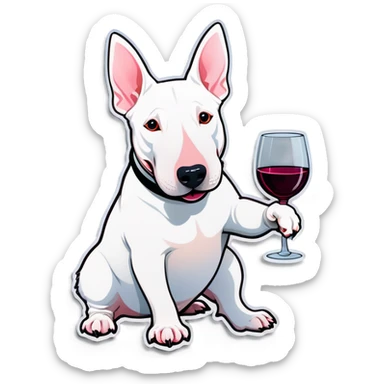 English bull terrier with a glass of wine sticker