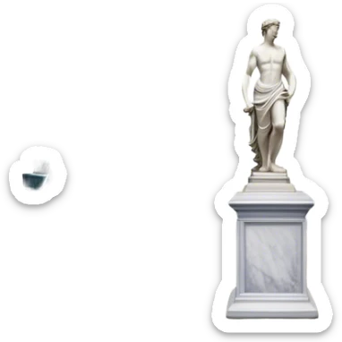 An icon featuring an elegant art gallery with classic paintings hanging on the walls, and sculptures displayed on pedestals. Visitors admire the exhibits, capturing the essence of culture, history, and art. Set against a transparent background. sticker