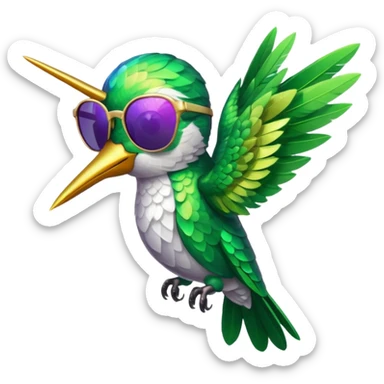green hummingbird with sunglasses sticker