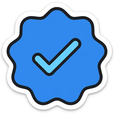 Instagram blue tick verification badge, clean and modern, suitable for use as an icon or emoji, no text, transparent background sticker