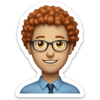 English teacher with red frizzy hair and blue eyes sticker